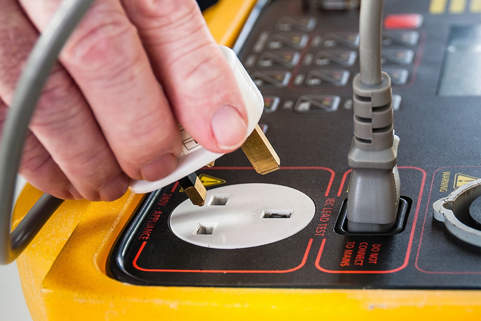 an upclose angle of a pat test being used